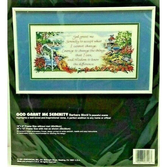 Cross Stitch Kit Dimensions God Grant Me Serenity Stamped 1991 NISP Vintage 16X8 - Picture 6 of 6